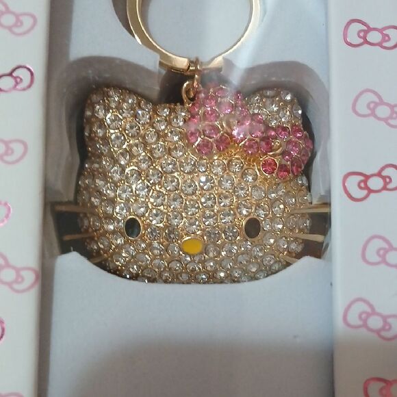 Hello Kitty Glittery Gold and Pink Keychain - Picture 1 of 4